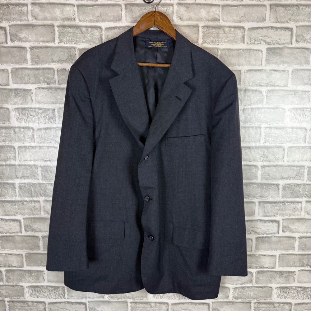Brooks Brothers Makers Mens 48 RG Charcoal Gray Wool 3 Button Blazer Sport Coat